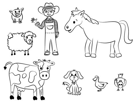 Coloring Domestic Animals Worksheets For Kindergarten