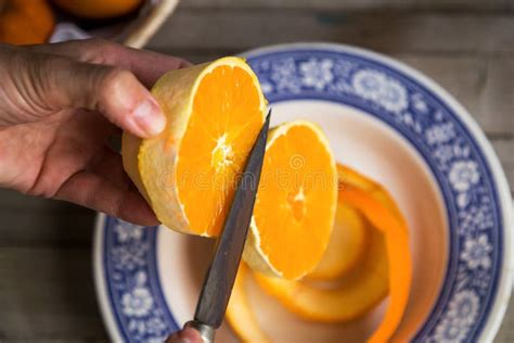 Person Peels An Orange Stock Photo Image Of Bright Food 68149046