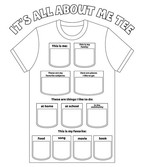 Printable All About Me Tee Posters Template All About Me Printable All About Me Worksheet All