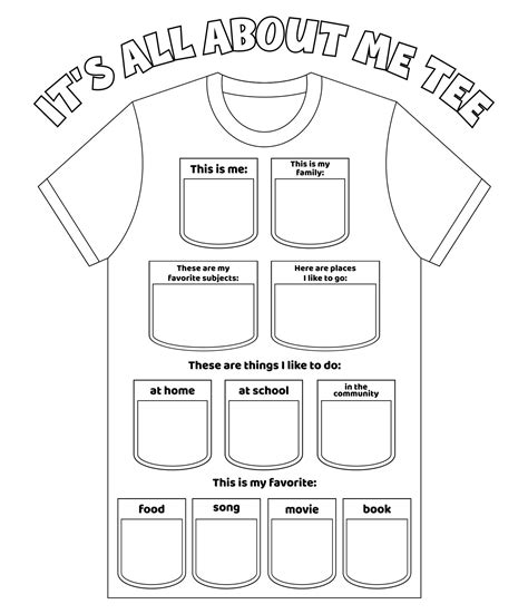 Printable All About Me Tee Posters Template All About Me Printable, All