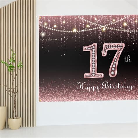 Buy Hamigar 6x4ft Happy 17th Birthday Banner Backdrop 17 Years Old Birthday Decorations Party