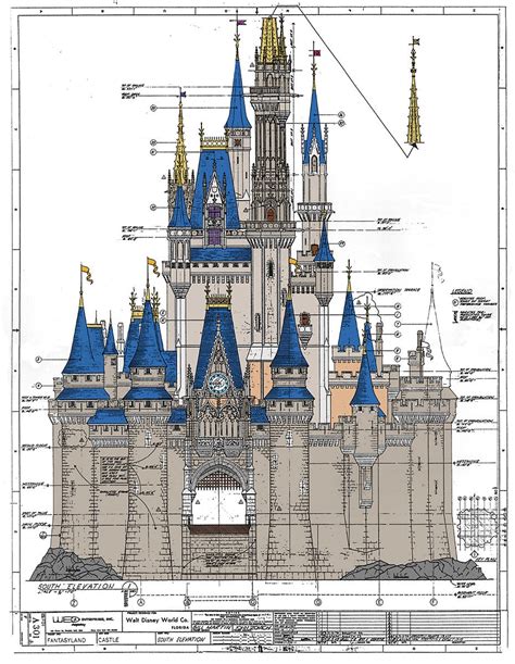Cinderella Castle Blueprint Poster