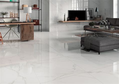 White Marble Effect Polished Porcelain Floor Tile 750 X 750mm