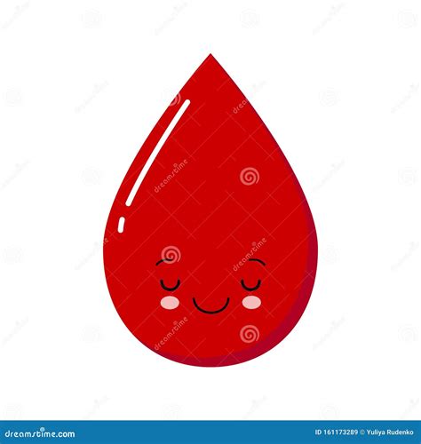 Cute Cartoon Blood Drop Character Medical Vector Illustration Stock