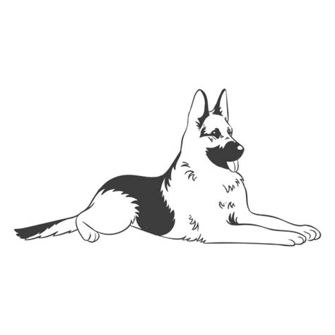 German Shepherd Laying Hand Drawn Dog Transparent Png And Svg Vector File