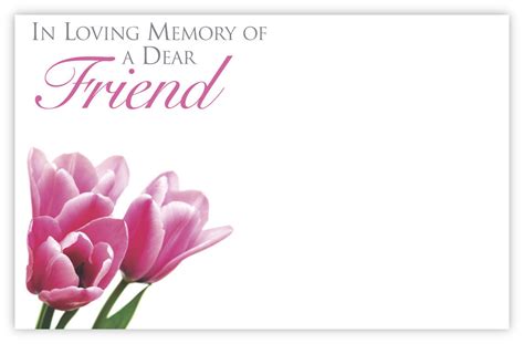 In Loving Memory Friend Pink Tulips 60mm X 90mm Florist Cards