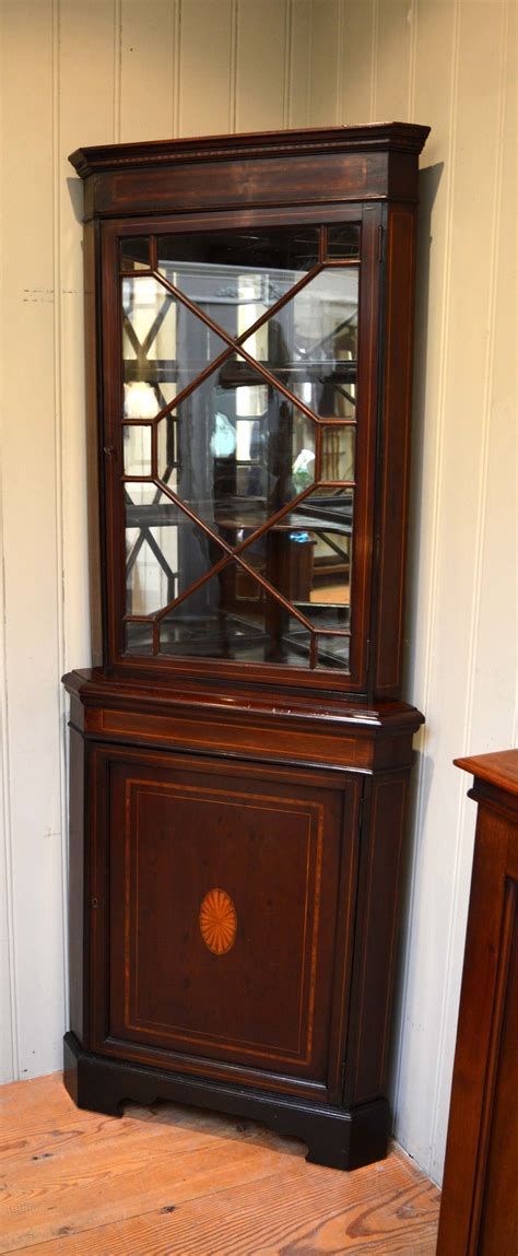 A corner cabinet shop and heirloom furniture is located in rural skagit county washington. Inlaid Mahogany Corner Cabinet - Antiques Atlas