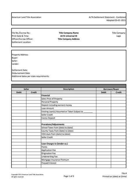 Free Settlement Statement Template Fill Out And Sign Online Dochub