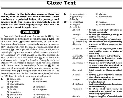 English Language Cloze Test Tips Points Practice Exercises