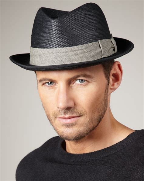 Lyst Rag And Bone Metro Straw Trilby Hat In Black For Men