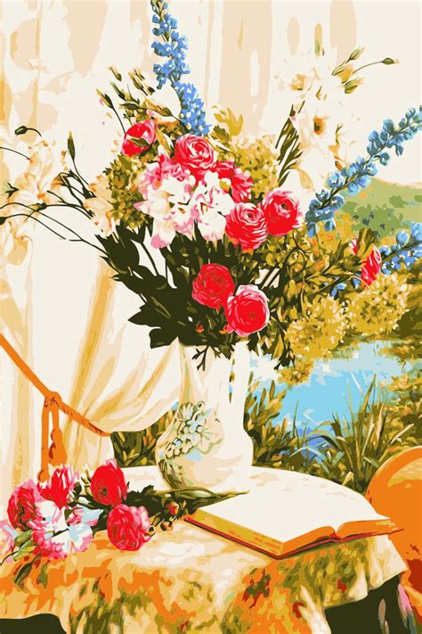Flowers painting by numbers set acrylic paint diy kits for adults on canvas 40x50cm framed picture coloring by numbers decor art. Vase Of Spring Flowers - Flowers Paint By Numbers ...