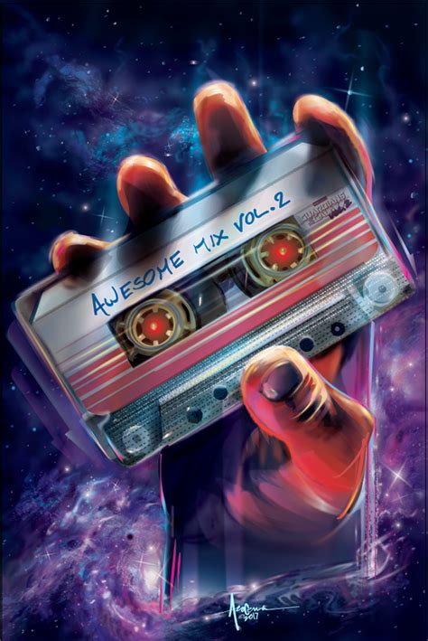 A Hand Holding An Audio Cassette With The Words Awesome Mix Vol