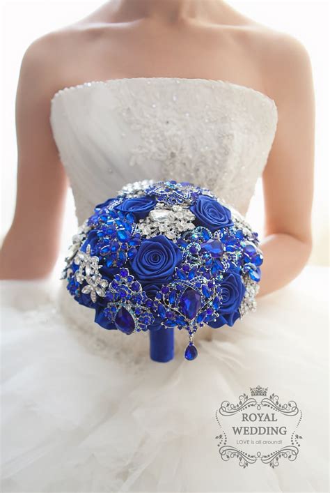 Royal Blue Brooch Bouquet Bridal Bouquet Wedding Bouquet Etsy