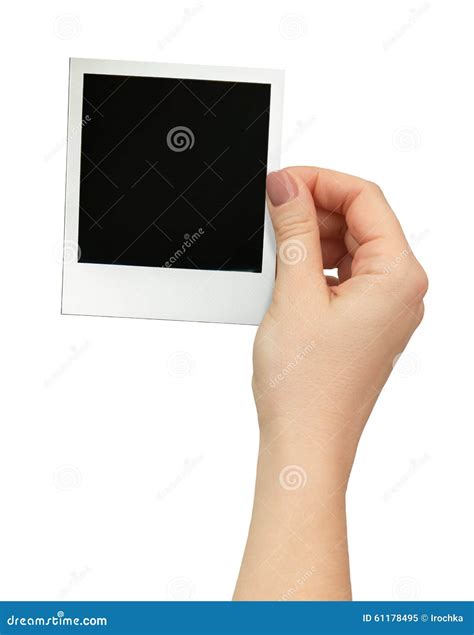 Polaroid Photo In Hand Isolated Stock Image Image Of Line Insulated