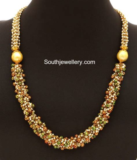 Gold Pearls Mala Indian Jewellery Designs