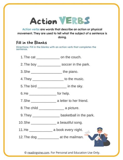 Fill In The Blanks With Action Verbs Image Readingvine
