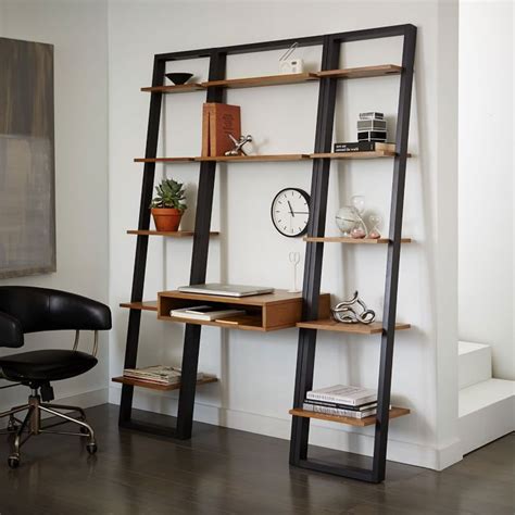 Ladder Shelf Desk And Narrow Bookshelf Set West Elm