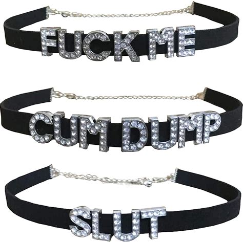 Amazon Com 3 Pack Choker Necklaces Sexy Submissive Cum Dump Slut FCK