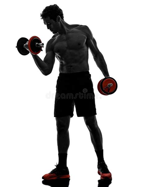Woman Fitness Exercises Weights Body Building Silhouette Stock Photo