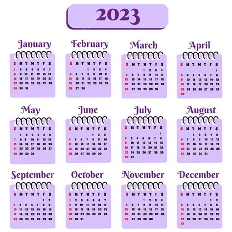 Templat Kalender 2023 Kalender 2023 Kalender 2023 Png Dan Vektor