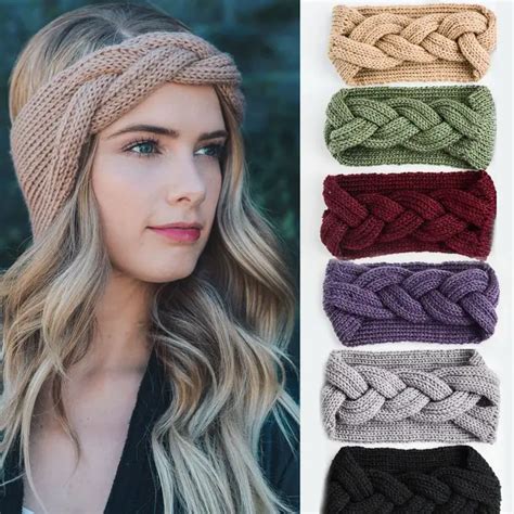 Women Headband Winter Ear Warmer Woman Crochet Knitted Headbands Turban