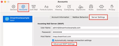 Mac Mail — How To Synchronize The Default Imap Folders Dreamhost