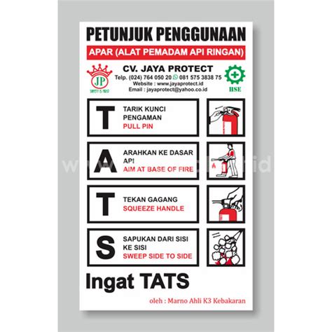 Jual Stiker Cara Penggunaan Alat Pemadam Api Ringan APAR Kab Semarang Aman Multi