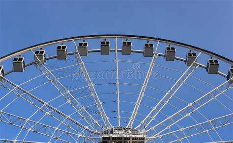 Ferris Wheel Details On Clear Blue Sky Background Amusement Park