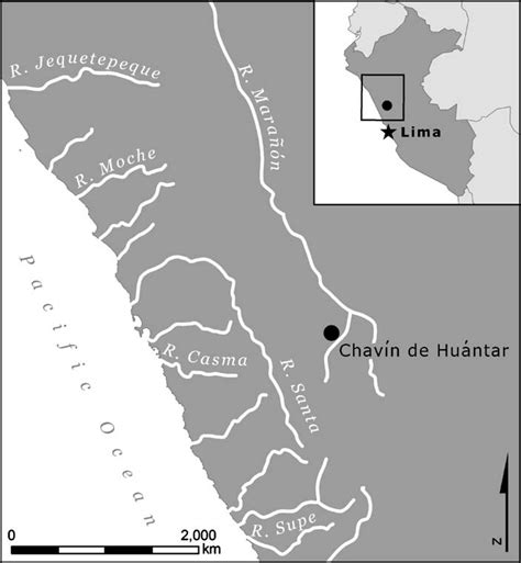 Map Of Perú Showing The Location Of Chavín De Huántar Map Provided By