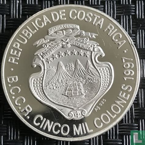 Costa Rica 5000 Colones 1997 Proof Centennial Of The Colon Km 235