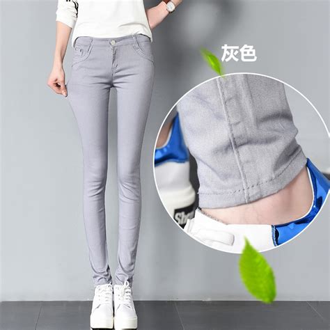 Candy Color Skinny Jeans Woman Korean Fashion Jeans Leggings For Women Slim Denim Pants Black