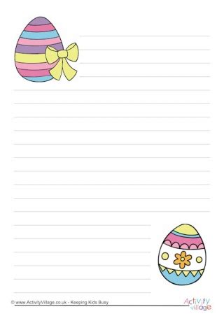 There is one with dotted lines, regular lines, and a blank egg. Sakura-fuji: Easter Writing Paper