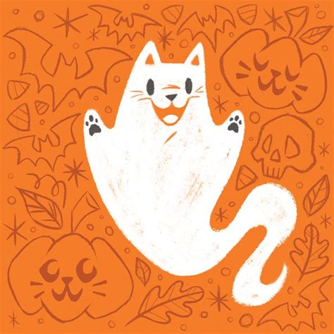 Spooky Cat Ghost On Behance Halloween Illustration Halloween
