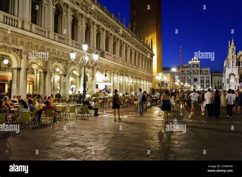 Nightlife In St Marks Square Venice Italy Stock Photo Alamy