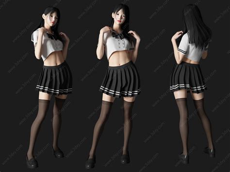 3dJK学生美女人物模型 JK学生美女人物3d模型下载 学哟网