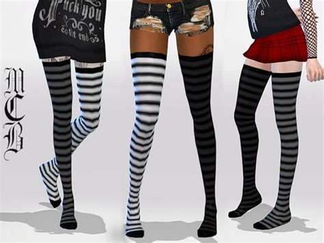 the sims resource long mix matched stripe knee socks