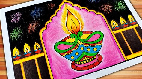 Diwali Drawing Easy Diwali Diya Drawing Diwali Painting Diwali