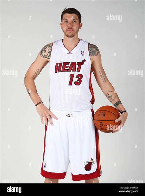 Mike Miller Poses For A Portrait During Miami Heat Media Day At AmericanAirlines Arena In Miami