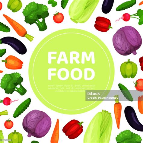 Poster Makanan Pertanian Dengan Sayuran Segar Produksi Produk Pertanian