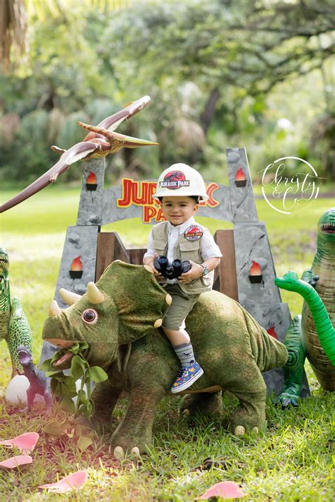 Jurassic Park Second Birthday Session Christy And Co Photography Dinosaur Theme Party