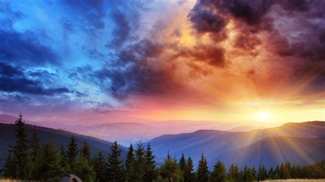 Mountain With Clouds Background During Dawn Morning 4k Hd Nature