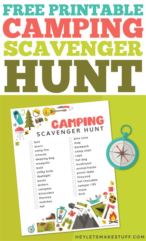 Free Printable Camping Scavenger Hunt Hey Lets Make Stuff
