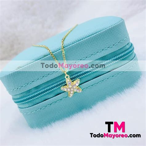 Collar Estrella De Mar Con Diamantes Dorado Accesorios De Mayoreo A3367