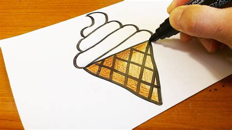 Hand drawn set of drawings in child style. Very Easy ! How to Draw a Soft Ice Cream Cone - Easy and ...