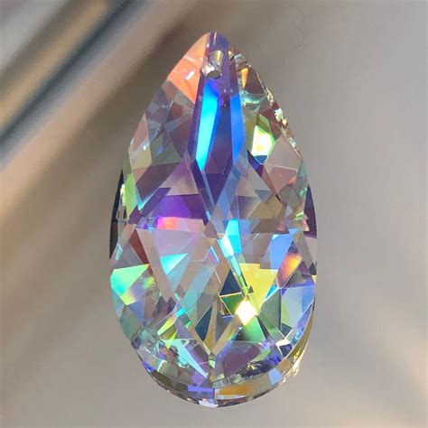 Prism Crystal Ab Asfour Teardrop Prism Pendant Crystal Etsy Crystal