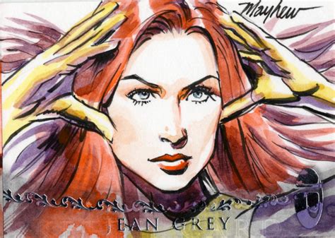 Mike Mayhew Jean Grey Marvel Premier Sketch Card In Mike Mayhew S Sketch Cards Comic Art