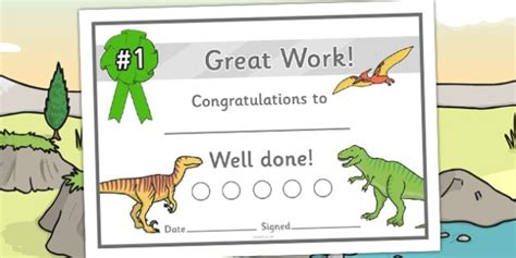 Dinosaur Sticker Reward Certificates 15mm Teacher Made
