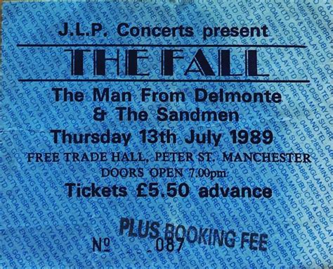 The Fall Ticket Free Trade Hall 13th July 1989 Manchester Digital