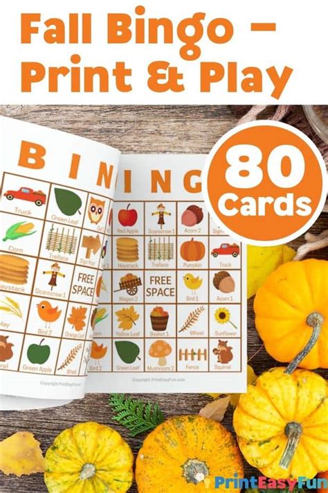 Fall Bingo Printable Cards For Large Groups Easy Print And Play