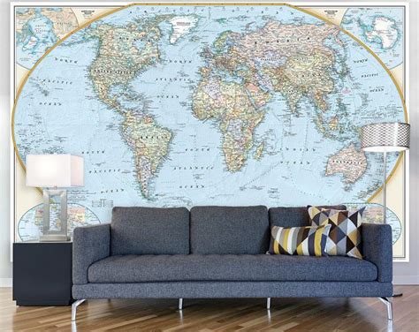 National Geographic Executive World Map Wall Mural Giant Etsy Giant